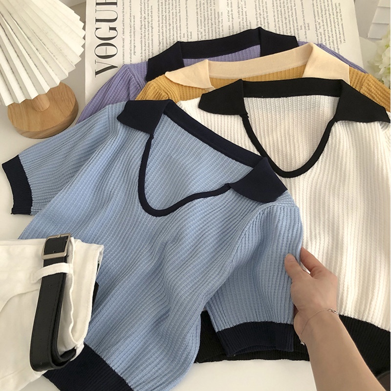 Áo Sweater Dệt Kim Chui Đầu Dáng Ôm Thiết Kế Trẻ Trung