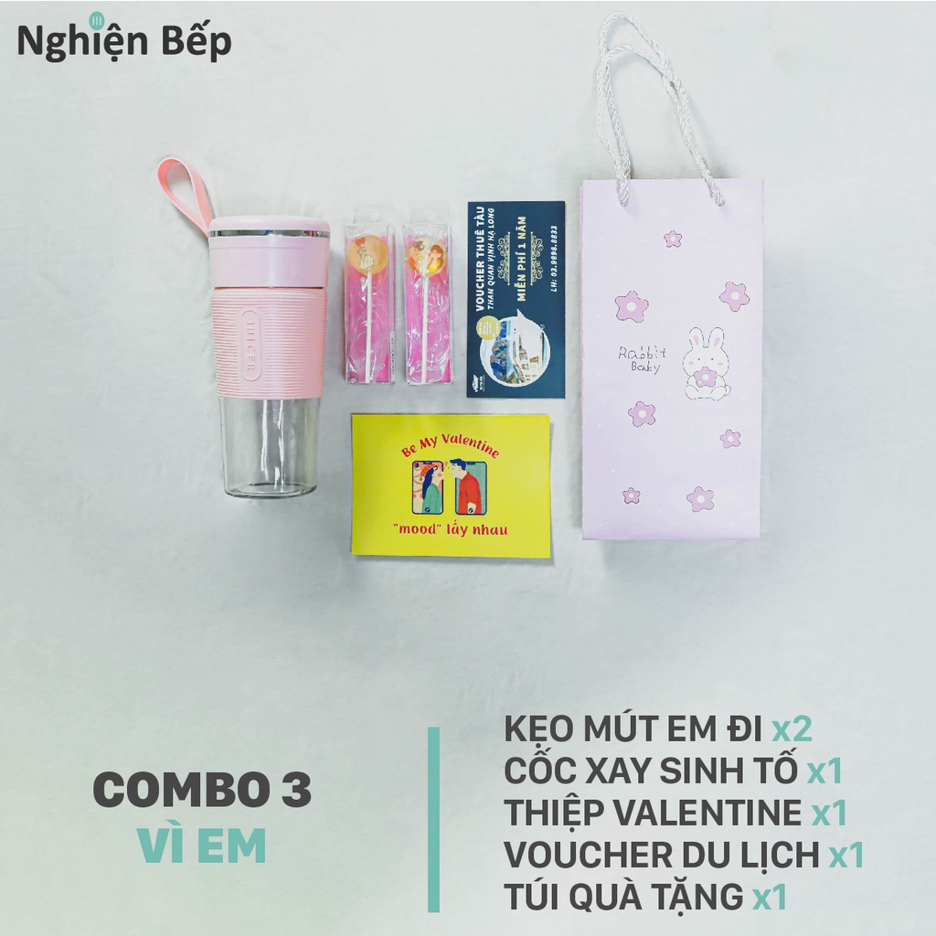 Quà Valentine 14.2 - 8.3 - 14.3 COMBO cùng Kẹo MÚT EM ĐI siêu dễ thương  - TẶNG KÈM TÚI + Thiệp + Voucher DU LỊCH