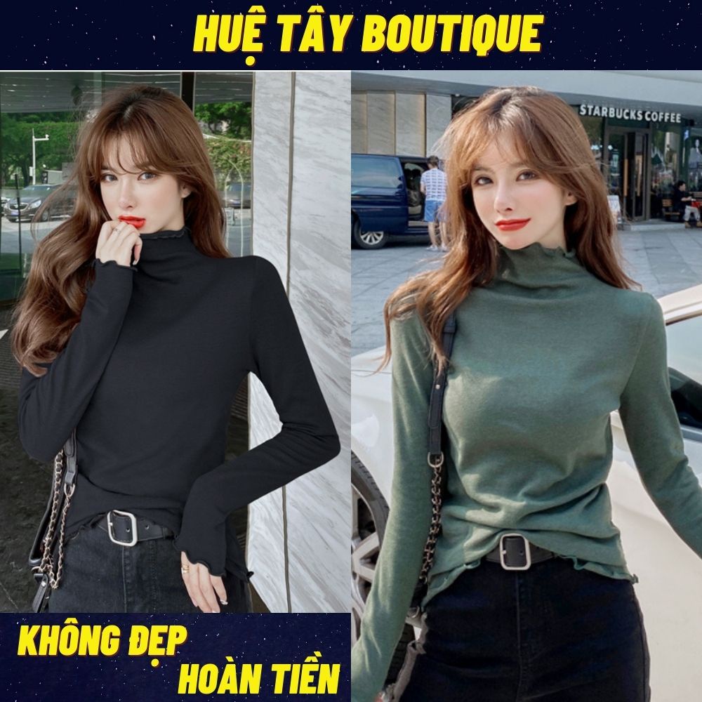 Áo len nữ, Áo cổ lọ nữ QC 3 màu Xanh Đen Nâu đủ size S M L SKUA-10