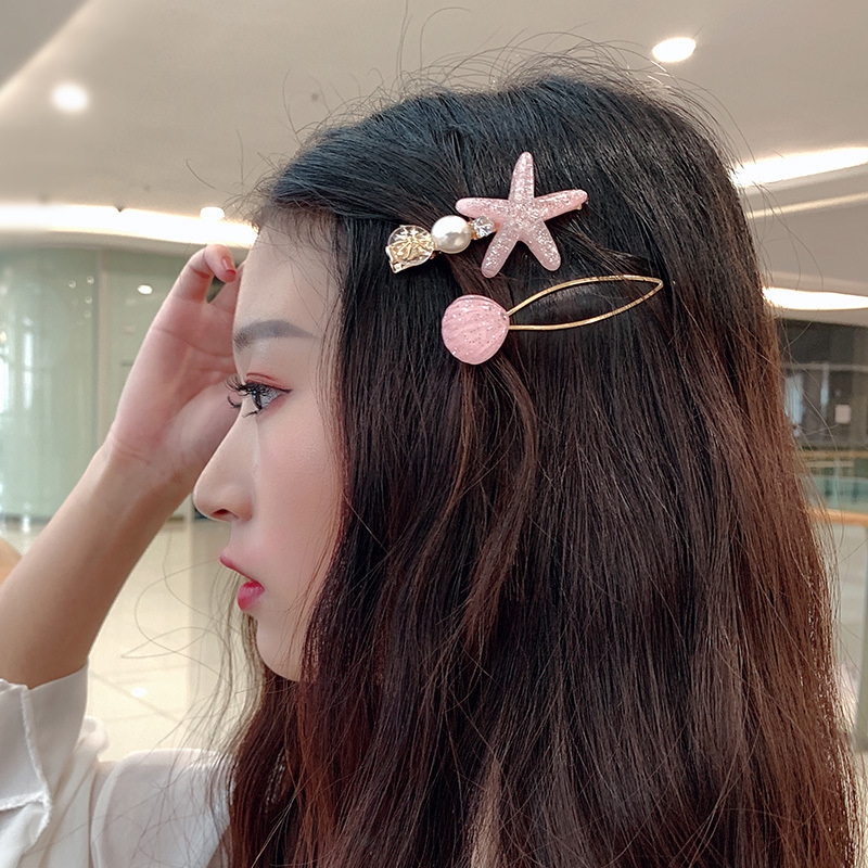 Kẹp tóc hình sao biển/ vỏ sò đính ngọc trai xinh xắn cho nữ