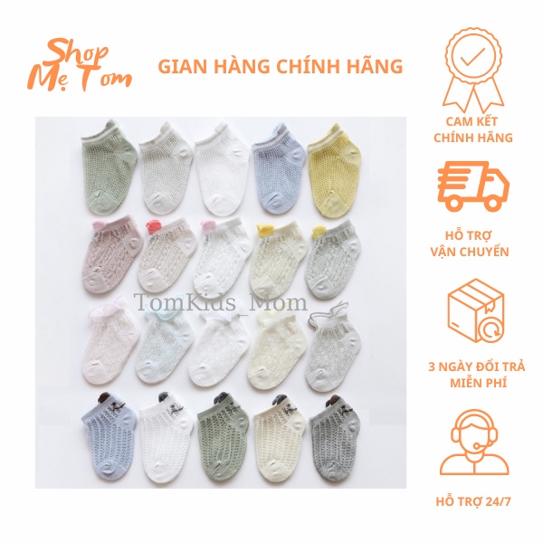 Sét 5 đôi tất lưới điều hòa xuất Hàn cho bé, chất liệu mềm mại cho bé trai, bé gái