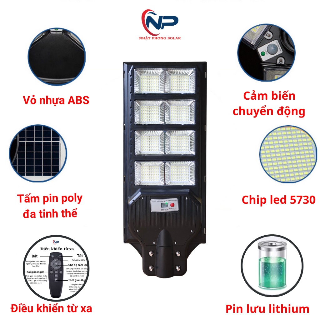 Đèn Năng Lượng Mặt Trời Liền Thể mới nhất 2022 công suất lớn 250W,350W, 1000 chip led Cảm Biến Chuyển Động,BH 2 năm