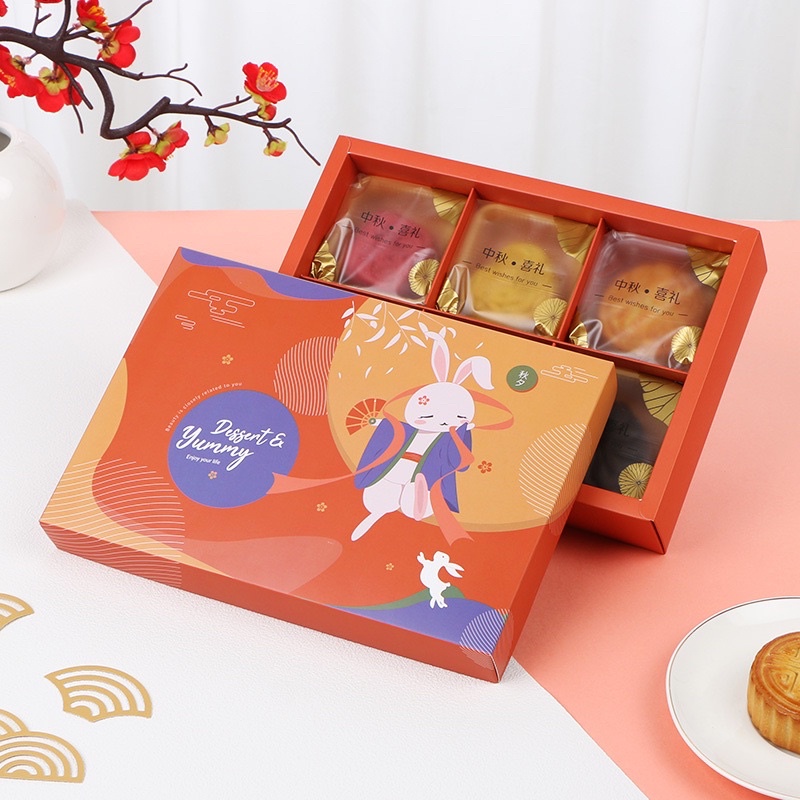 Hộp quà 6 bánh trung thu mẫu thỏ cam
