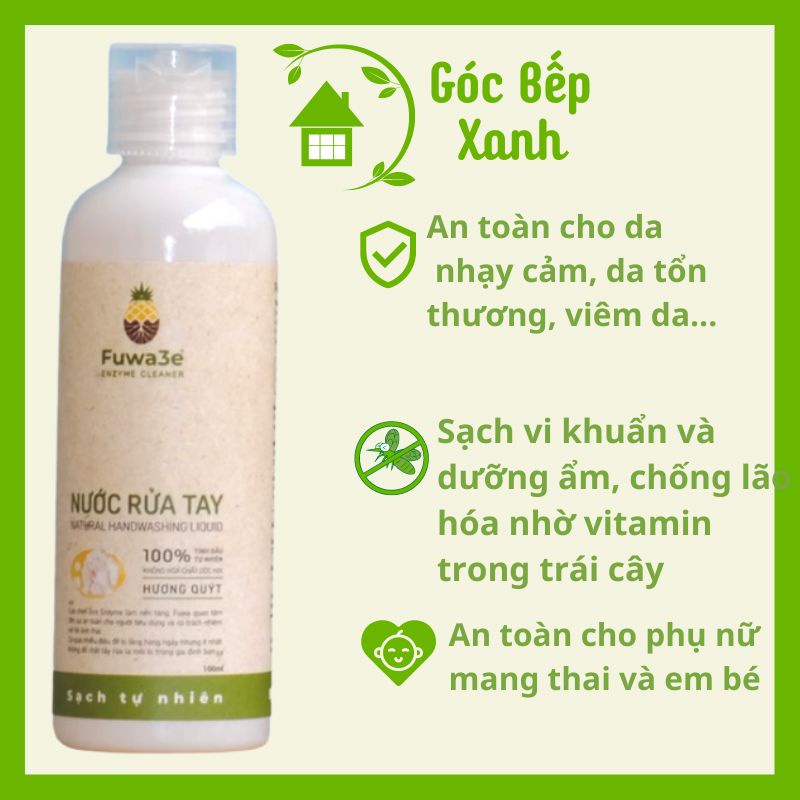 Nước rửa tay FUWA3E Enzym sinh học an toàn  ☘ Dung tích 100ml, hương quýt