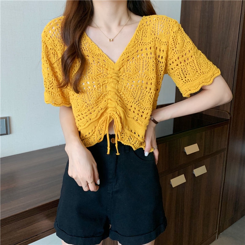Áo Sweater Cổ Tim Thời Trang Hè Xinh Xắn Cho Nữ
