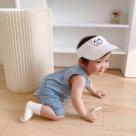 Áo liền quần không tay họa tiết hoạt hình thời trang mùa hè cho trẻ em 0-2 tuổi
