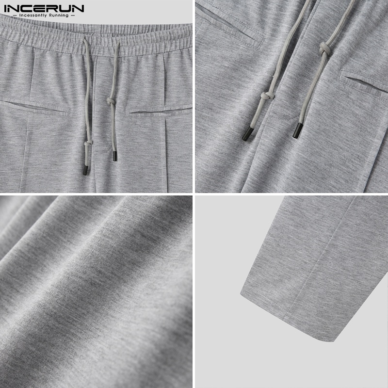 Quần dài INCERUN lưng thun màu trơn thời trang nam tính