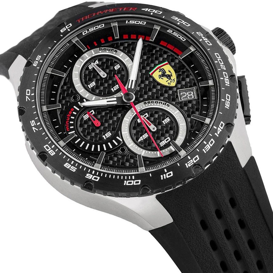 Đồng Hồ Ferrari Nam Dây Cao Su Pin-Quartz 0830732 - Mặt Đen (44mm)