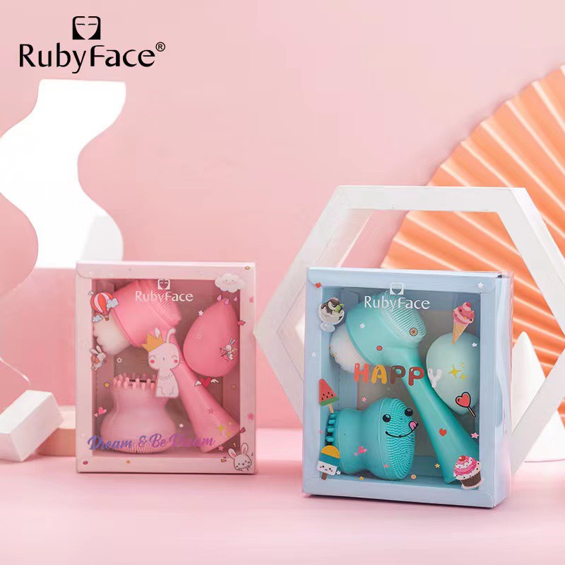 Bộ dụng cụ rửa mặt tiện lợi 3 món gồm Cọ Rửa Mặt + Bông Mút + Rửa Mặt sử dụng hàng ngày