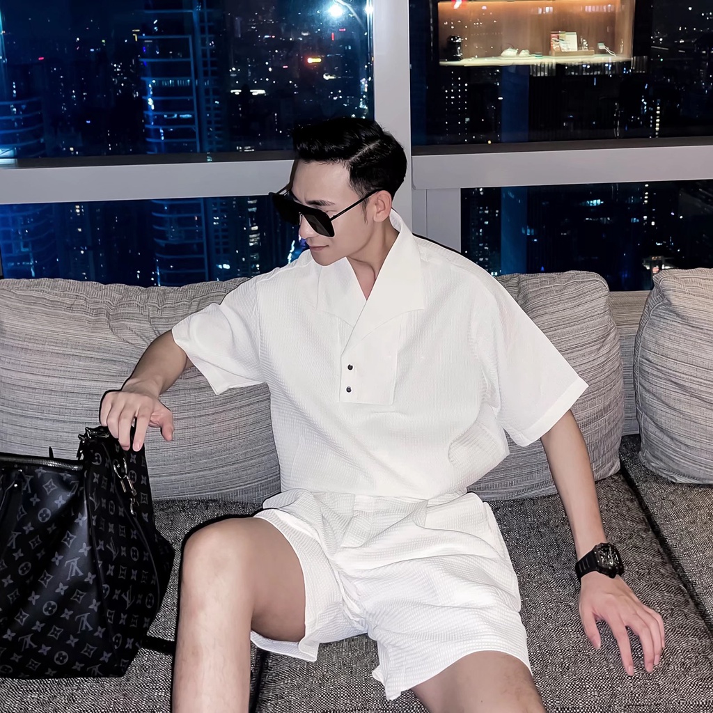 Hàn Quốc Hàn Quốc Rời Phù Hợp Với Áo Sơ Mi POLO Quần Short Phù Hợp Với Nam Mùa Hè Đơn Giản Thường Ngày Phù Hợp Với Hai Mảnh