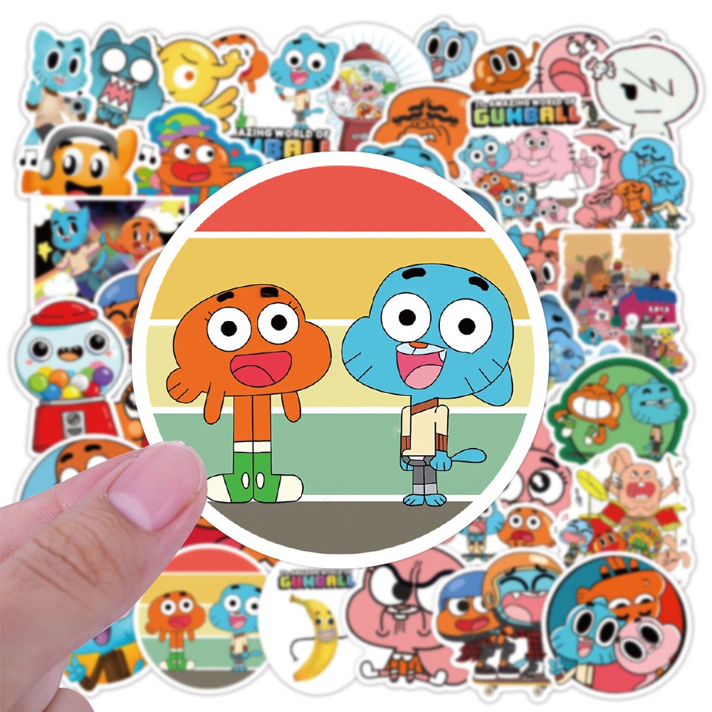 Y&P| Hình Dán Chống Nước The Amazing World of Gumball Phim Hoạt Hình Mũ Bảo Hiểm Máy Tính Xách Tay Hành Lý Dán Thiết Lập, 50 tờ