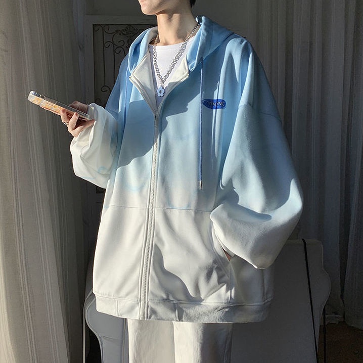Áo Hoodie Nhuộm Màu Gradient Dáng Rộng Thời Trang Xuân Thu Cho Nam