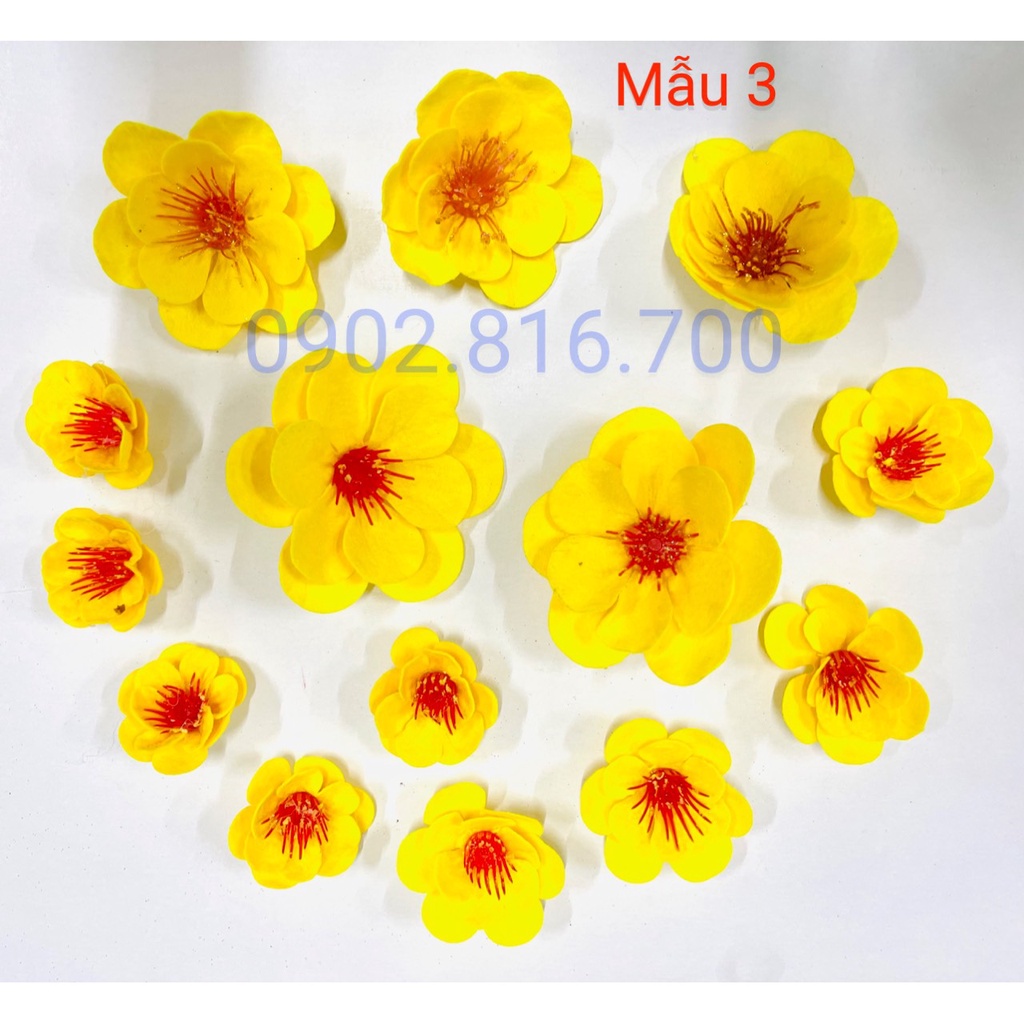Set Bông mai - Hoa mai vàng bằng mouse dẻo 2 lớp 3 lớp 4 lớp 6 lớp dán tường - dán kiếng trang trí tết