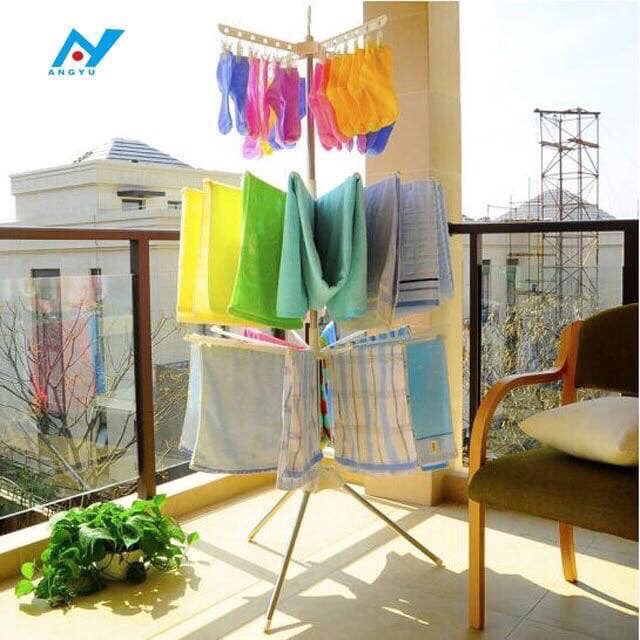 CÂY PHƠI QUẦN ÁO THÔNG MINH BA TẦNG XOAY 360 ĐỘ