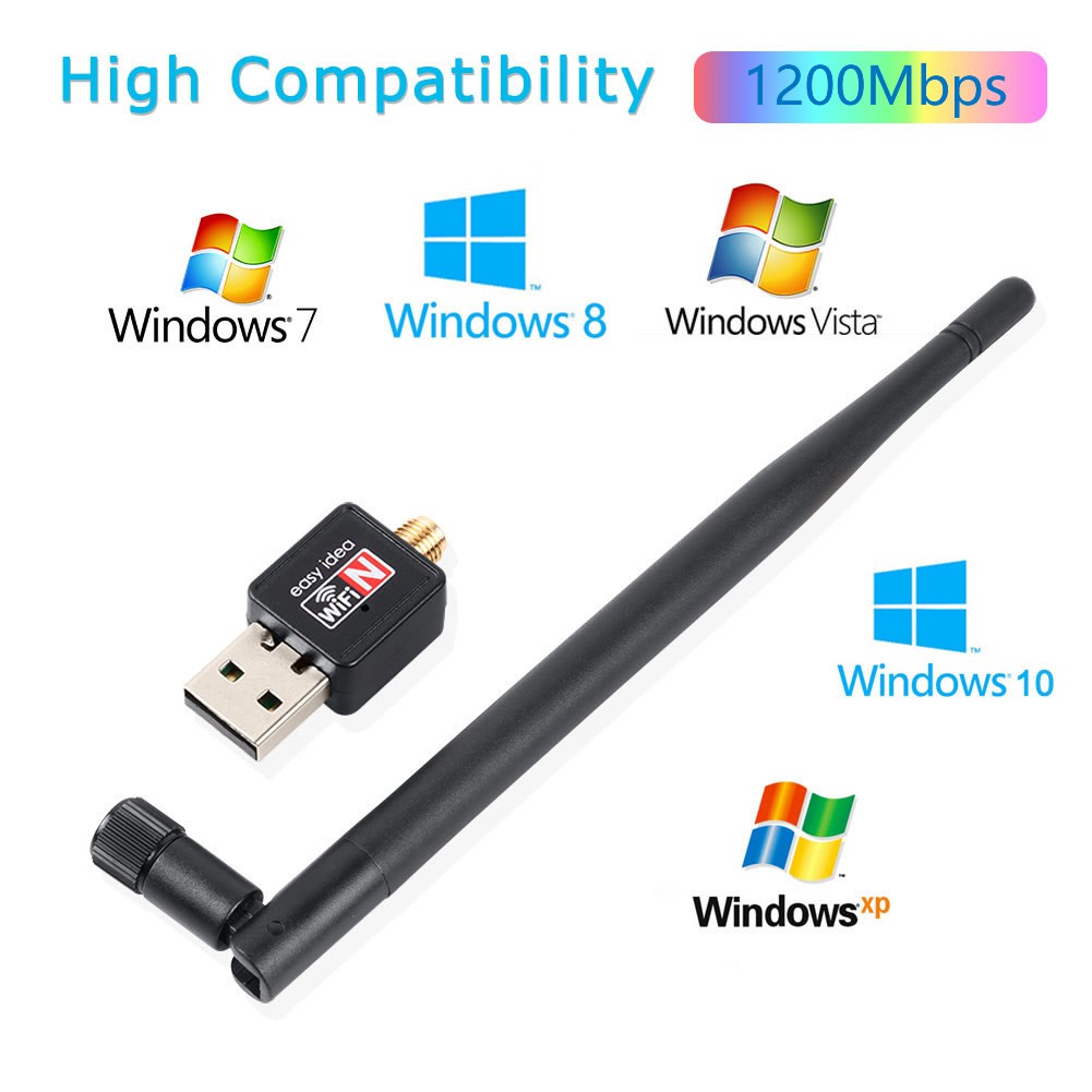 USB phát sóng wifi không dây 1200Mbps 2.4Ghz có ăng ten cho máy tính