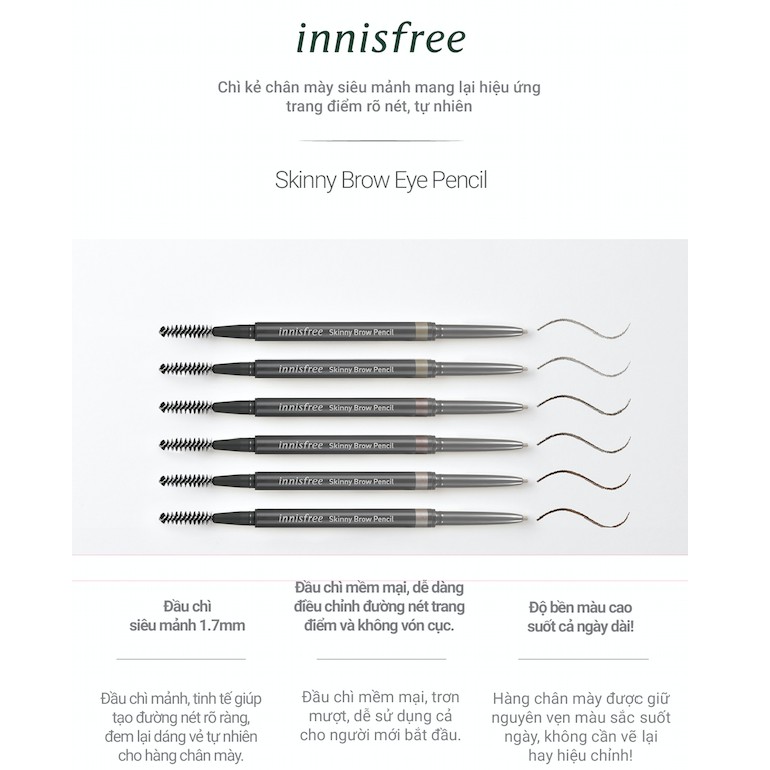 Chì kẻ chân mày mảnh innisfree Skinny Brow Pencil 8%g | BigBuy360 - bigbuy360.vn
