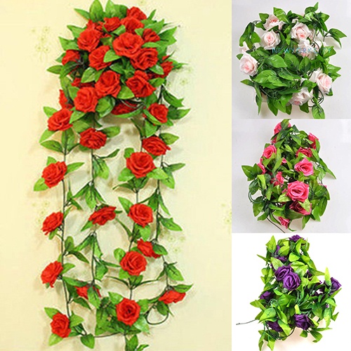 Dây Hoa Hồng Vải Lụa Dùng Trang Trí Tiệc Cưới