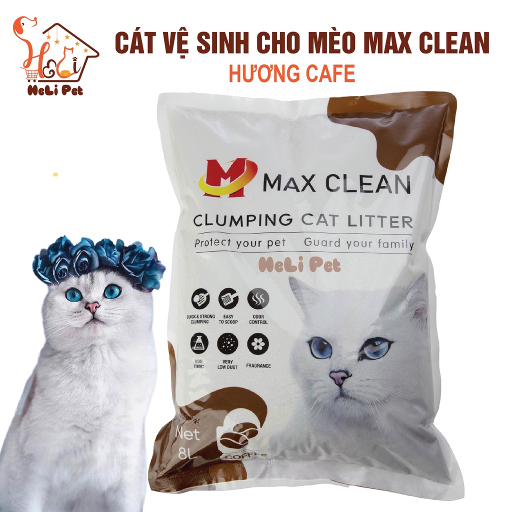 Cát Vệ Sinh Cho Mèo Max Clean 4Kg Vón Cực Nhanh, Rất Ít Bụi Dùng Cho Máy Vệ Sinh và Khay Vệ Sinh