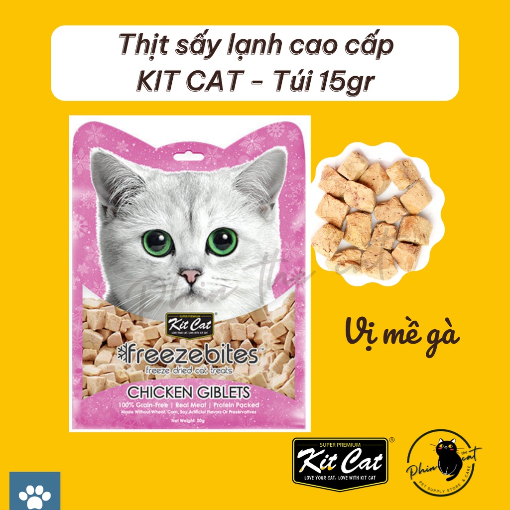 Thịt sấy lạnh cao cấp KIT CAT Freezebites - Snack thơm giòn, trọn vị, giàu protein - Gói 15gr | phinthecat