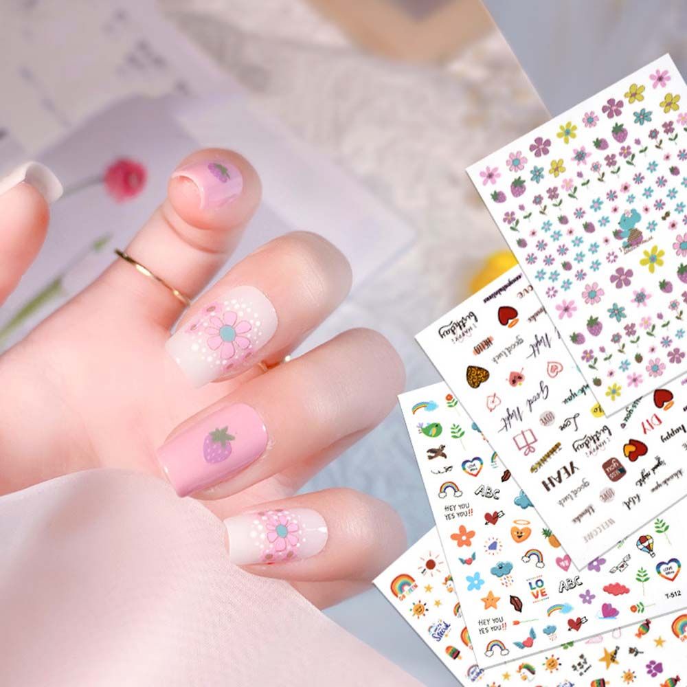 Tờ miếng dán trang trí móng tay nghệ thuật kiểu hoạt hình 3D phong cách Nhật Bản đáng yêu