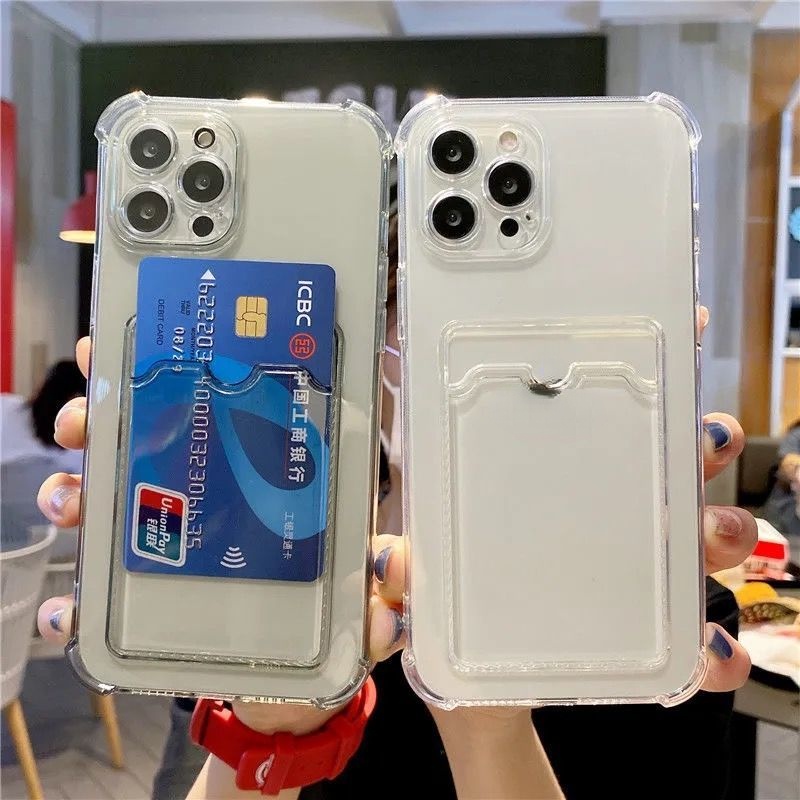 Ốp Lưng Điện Thoại Trong Suốt Chống sốc 4 góc Có Ngăn khe Đựng cài Thẻ Iphone dụng cho iphone7/7plus/8/8plus/x/xr/xs/11/12/pro/max/plus/promax BUFLOIK