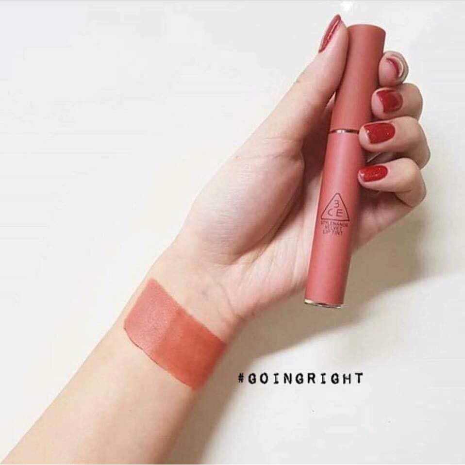 (CAM KẾT CHUẨN AUTH) Son 3CE Kem lì Velvet Lip Tint Màu Going Right Cam hồng đất