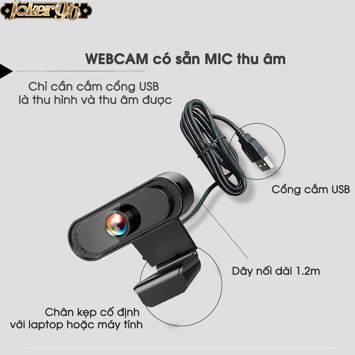 Webcam Máy Tính Full HD 1080P Tích Hợp Mic Thu Âm, Hỗ Trợ Học Zoom Online, livestream, Bảo Hành 1 Đổi 1