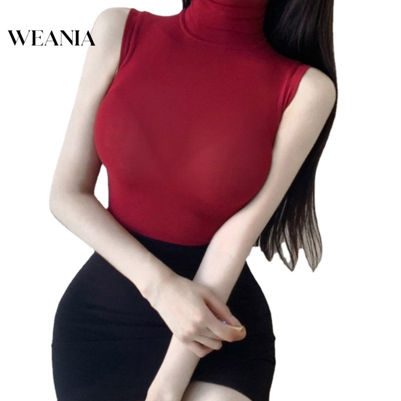 Áo Tank Top Sát Nách Cổ Lọ Thiết Kế Trong Suốt Quyến Rũ