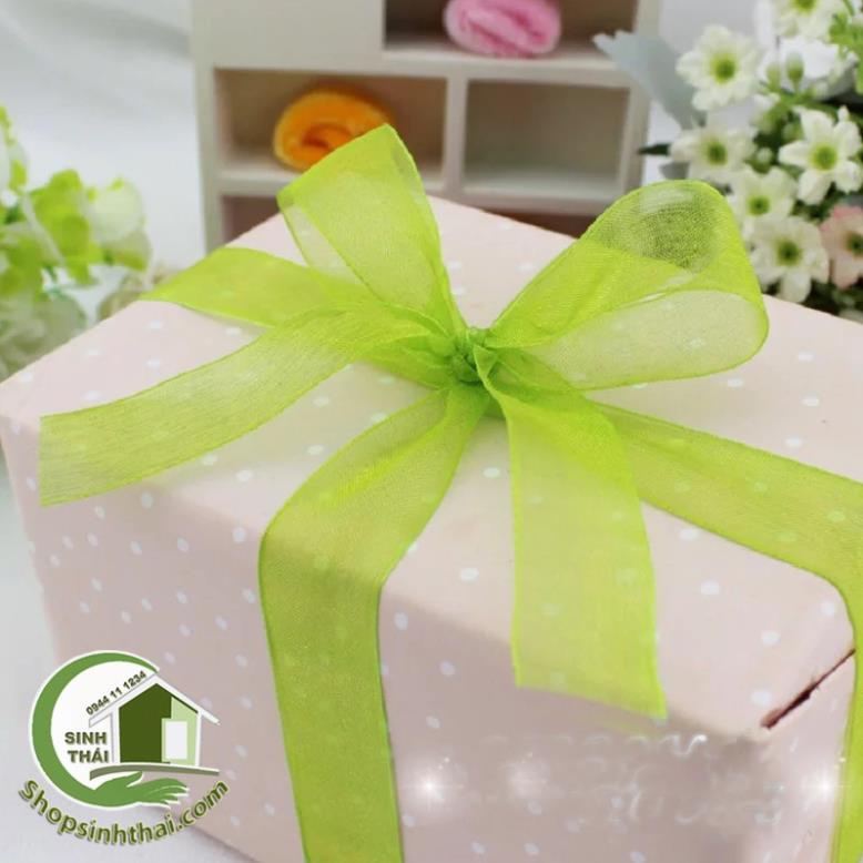 Ruy băng vải voan lưới nhũ viền, màu xanh dương