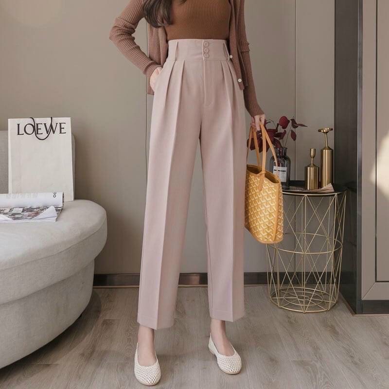 Quần baggy nữ công sở cạp cao 3 khuy size 40-85kg Bigzone QB120