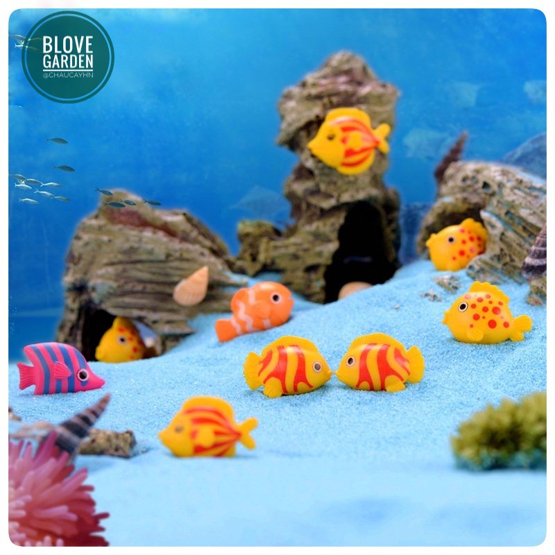 20 con cá nhỏ sáng tạo làm mô hình Đại Dương sinh động, làm tiểu cảnh trang trí chậu cây để ban, sen đá xưong rồng