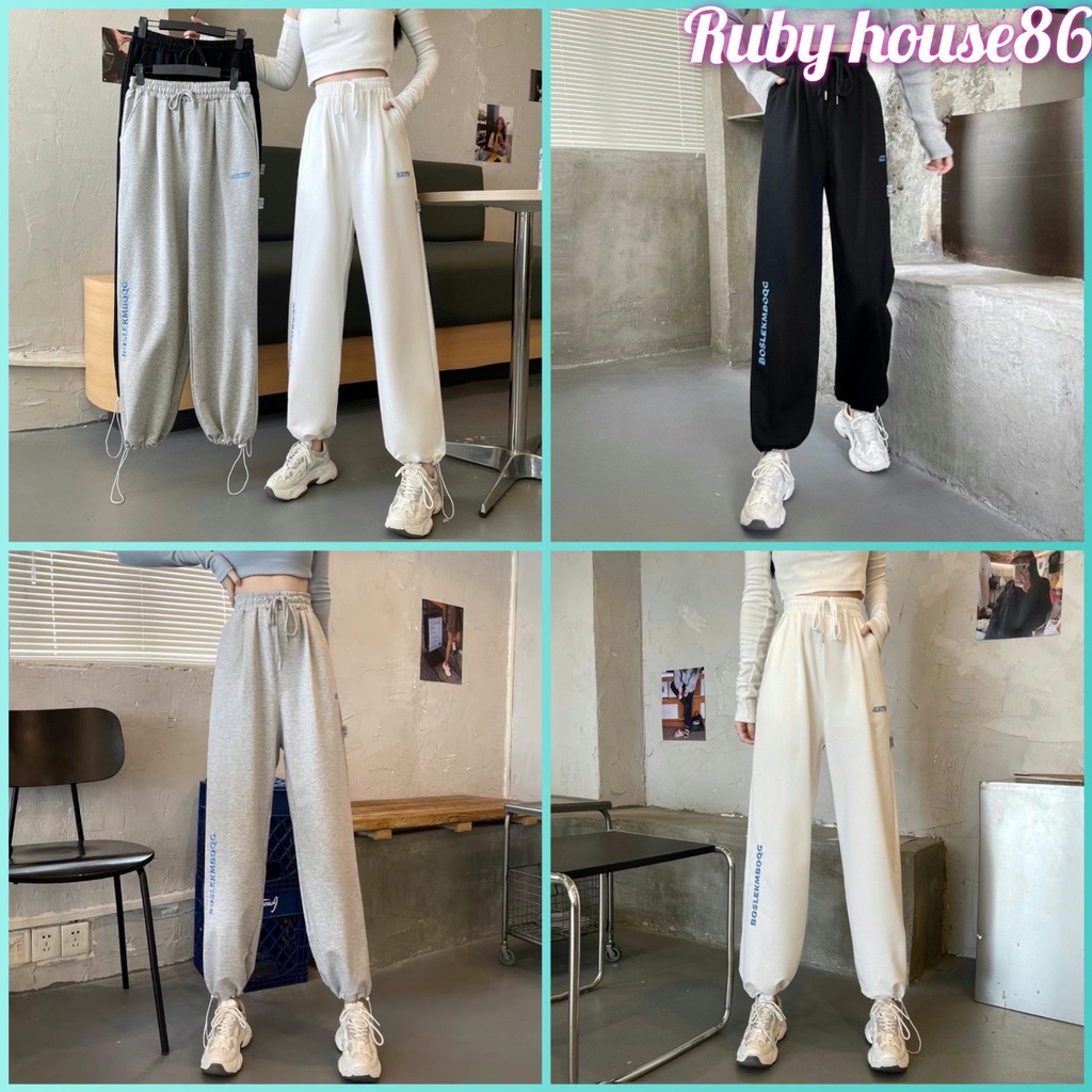 Quần jogger thêu chốt umi RUBY HOUSE86 chất umi dầy đẹp, mịn, mát , có 2 size M và L , không xù, hàng đẹp