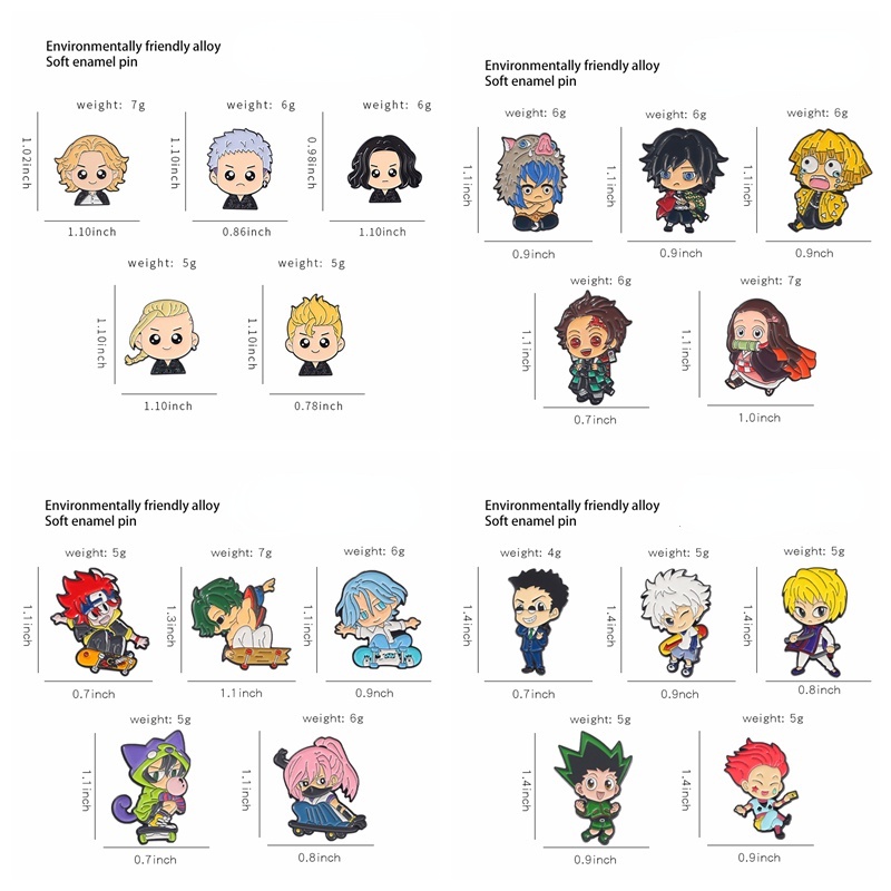 Bộ 5 Ghim Cài Áo Phong Cách Phim Demon Slayer