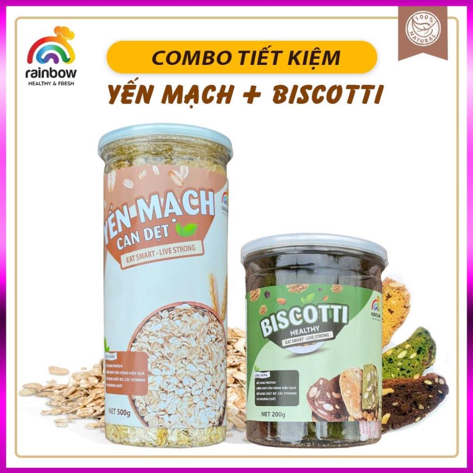 Combo Yến Mạch Cán Dẹt Và Biscotti RAINBOW - Bữa Sáng DInh Dưỡng phù hợp giảm cân ăn kiêng