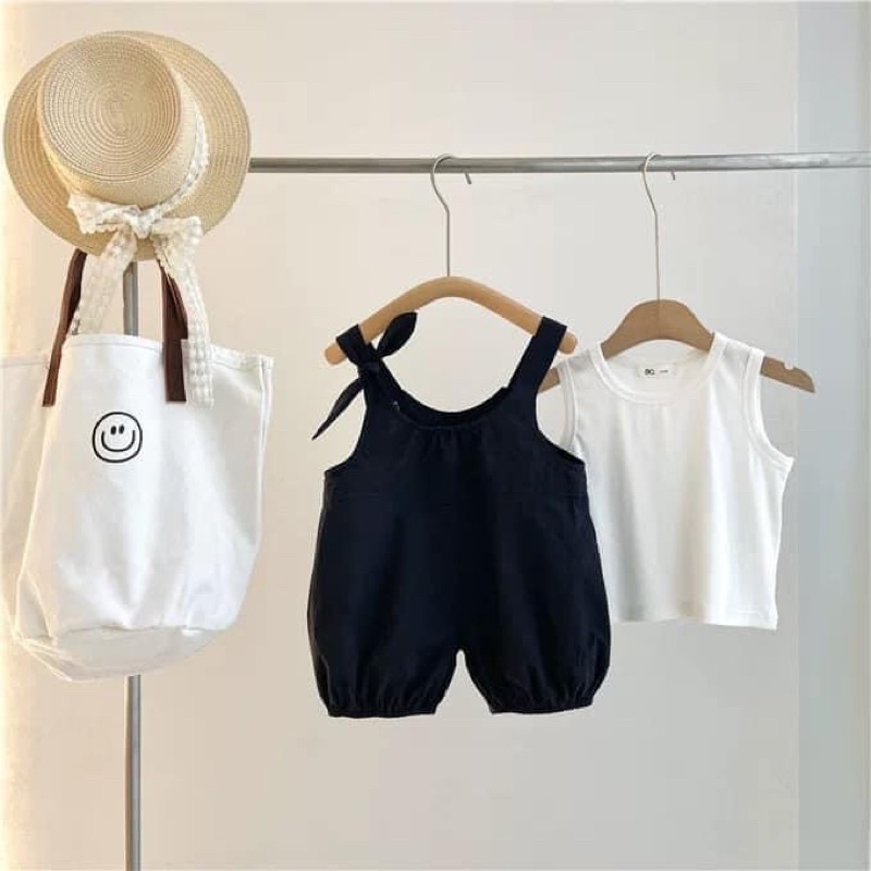 Set áo, quần yếm đen cho bé_