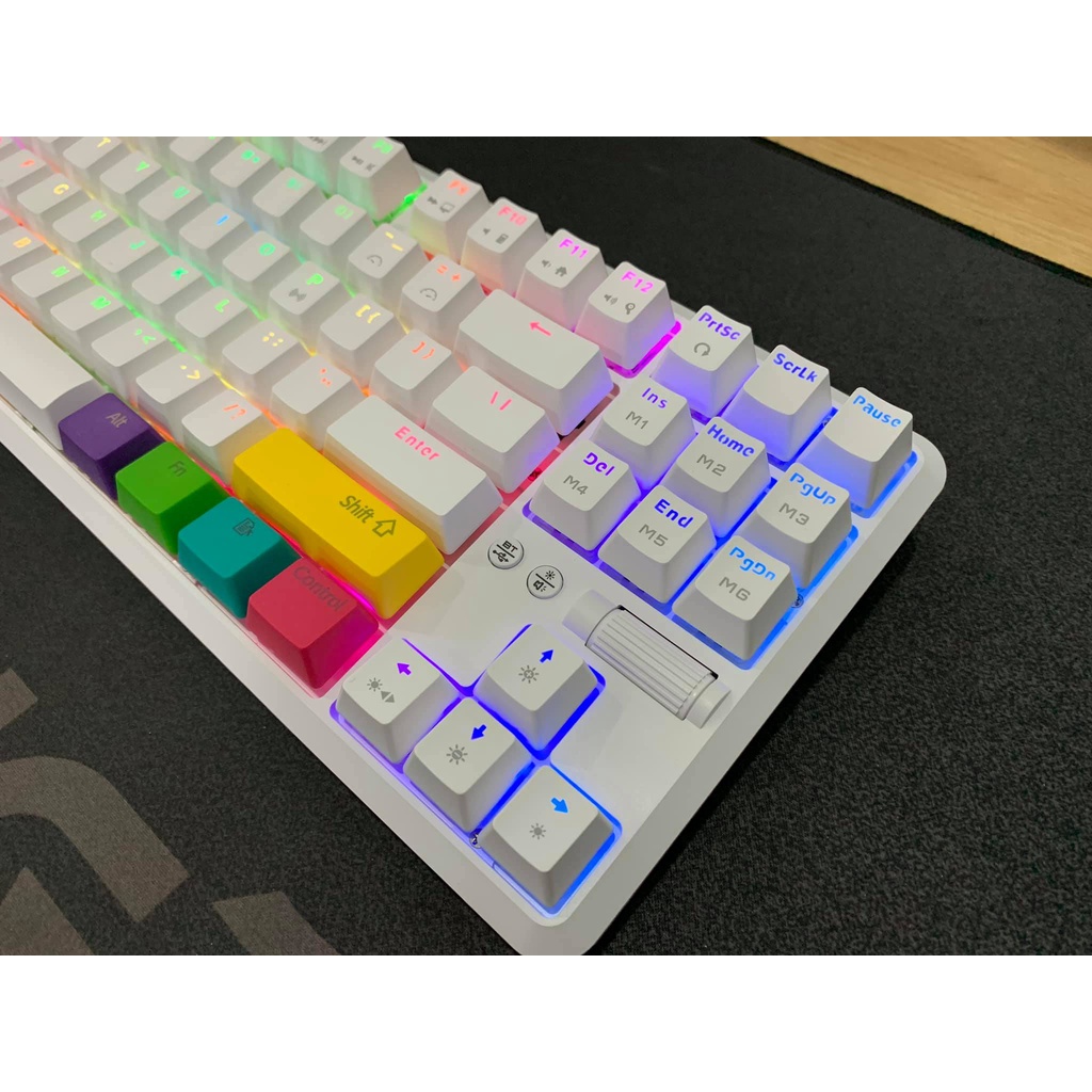 Bàn phím cơ Ajazz K870T White RGB Bluetooth 5.0 - Hàng chính hãng