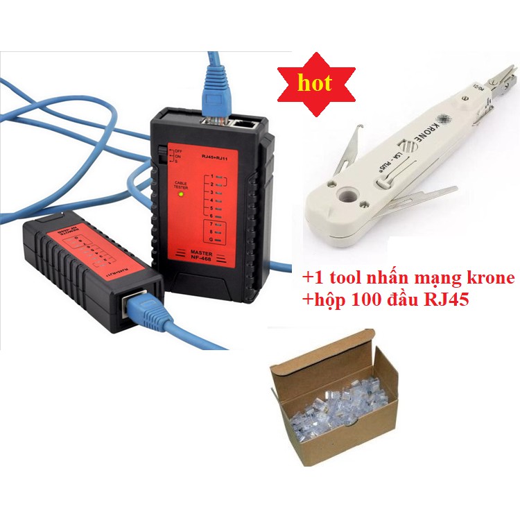 Máy test mạng đa năng NF-468 +dao nhấn mạng krone+1 hộp đầu RJ45