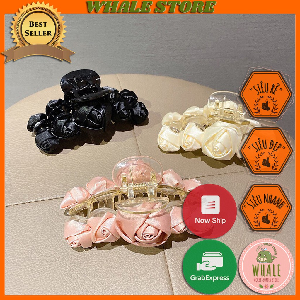 [Nhập Mã ANMW305K Giảm 30%] Kẹp Tóc Càng Cua Hàn Quốc Hoa Hồng Kiêu Sa Phong Cách Sang Trọng Whale Store - WSTKT14512