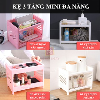 Kệ để đồ mini 2 tầng nhỏ gọn, kệ để đồ nhà bếp, kệ để đồ nhà tắm, kệ để mỹ phẩm