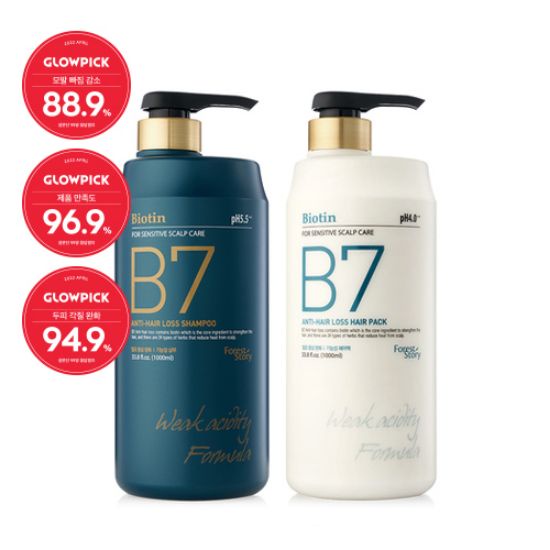 Dầu gội xả thảo dược Biotin B7 Welcos forest B7 anti Hair Loss Shampoo, Hair Loss treatment 2 x 500ml