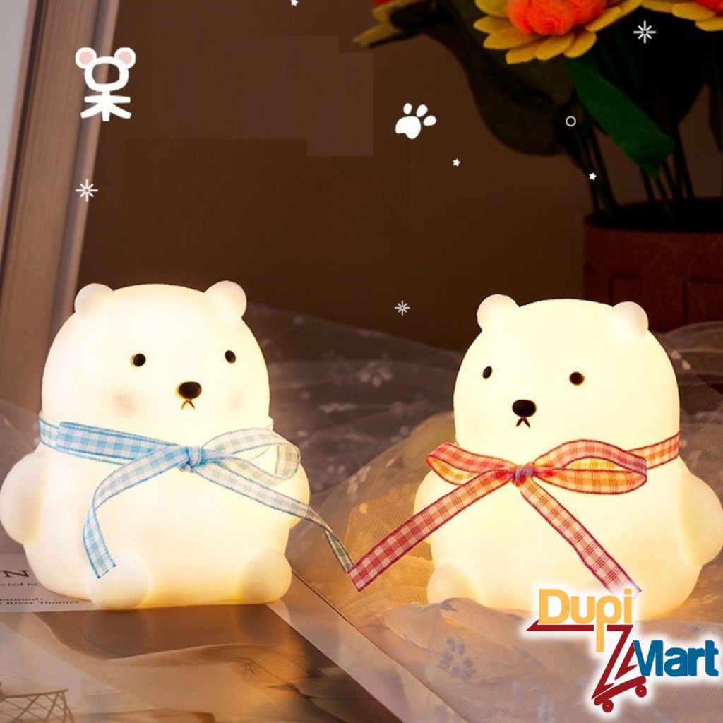 Đèn Ngủ Mini Gấu Tuyết Đeo Nơ Siêu Dễ Thương - Đèn Gấu Trang Trí Decor Nhà Cửa Phòng Ngủ - Món Quà Tặng Ý Nghĩa Cho Bé
