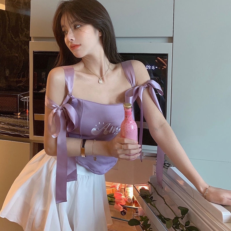 Áo Hai Dây Màu Tím Thời Trang Cho Nữ