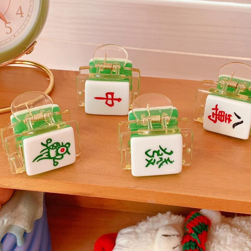 Kẹp Tóc Dày Dặn Hình Mạt Chược Trang Trí Năm Mới Cho Nữ