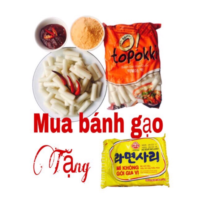 1KG BÁNH GẠO HÀN QUỐC KÈM SỐT VÀ BỘT PHÔ MAI