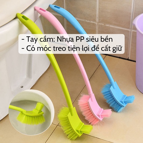 Chổi cọ bồn cầu  Bàn chài cọ nhà tắm toillet 2 đầu cán dán nhựa cao cấp đa năng vệ sinh dễ dàng siêu bền giá rẻ