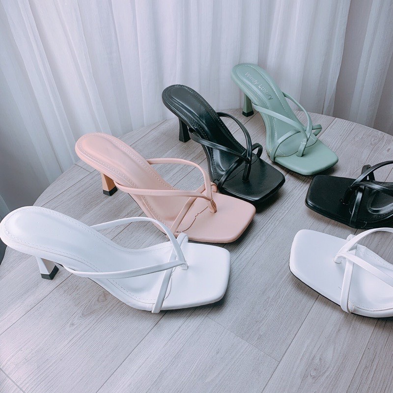 Sandal cao gót, dép nữ quai xỏ ngón 7p - MÃ H02