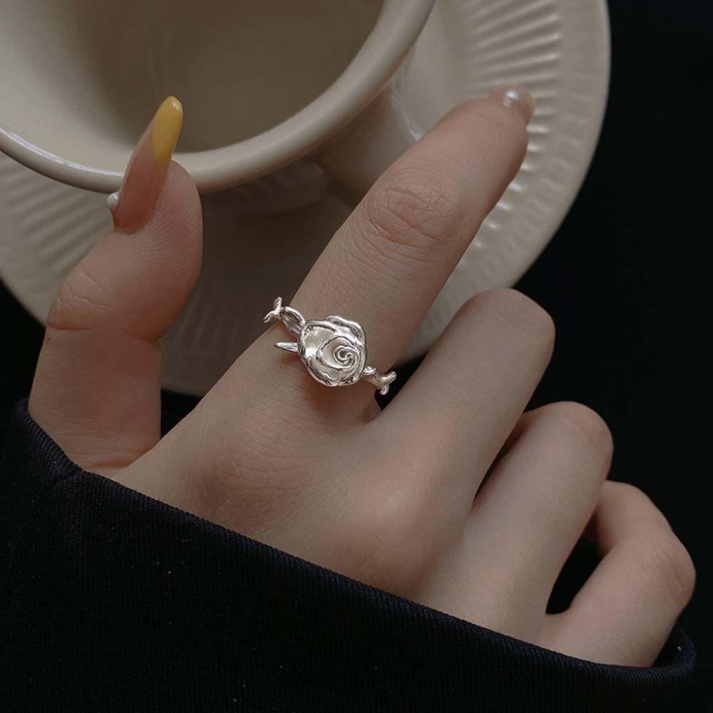 Nhẫn Đồng Dạng Mở Họa Tiết Hoa Hồng Phong Cách Vintage Cho Nữ