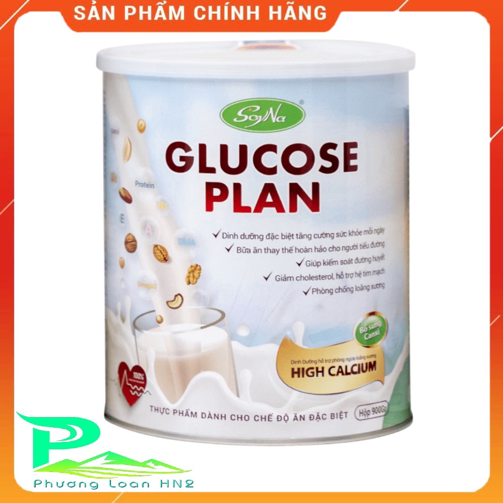 Sữa canxi thực vật Glucose Plan SoyNa - Dinh dưỡng cho người thiếu canxi, tiểu đường, tim mạch hộp 900g Kèm Quà tặng