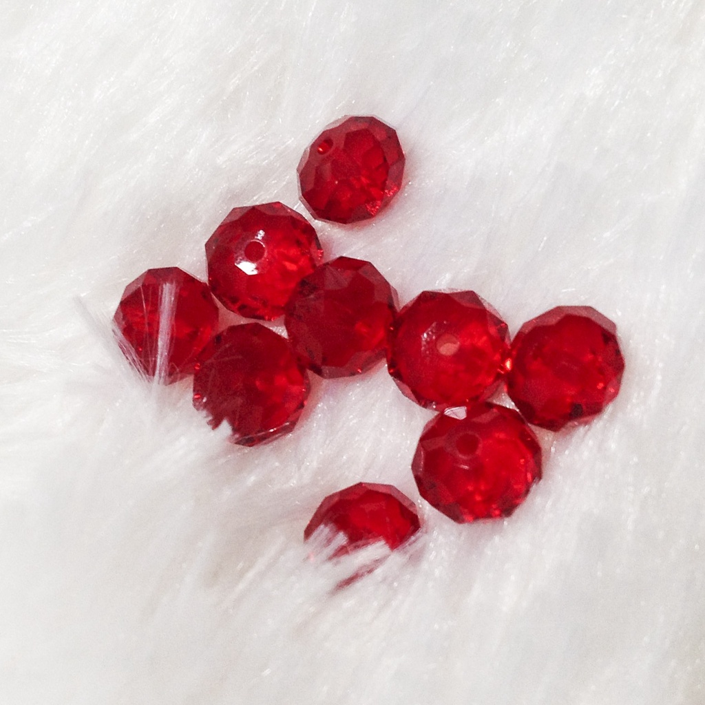 Hạt đá pha lê tròn bẹt size 8mm trong vắt lấp lánh đủ màu dùng làm lắc tay vòng dây chuyền trang sức hoa tai sang trọng