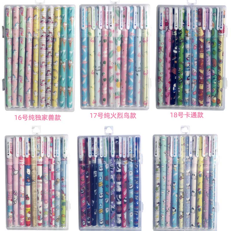 Bộ 10 Bút Mực gel In Họa Tiết Hoa Dễ Thương Tiện Dụng